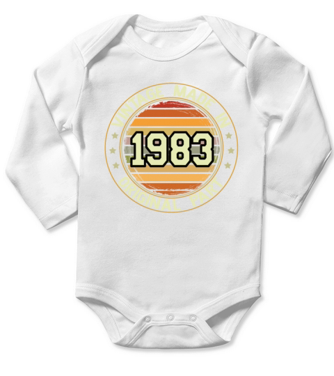 Vintage Made In 1983 Original Part Birthday 1983 Long Sleeve Baby One-Piece