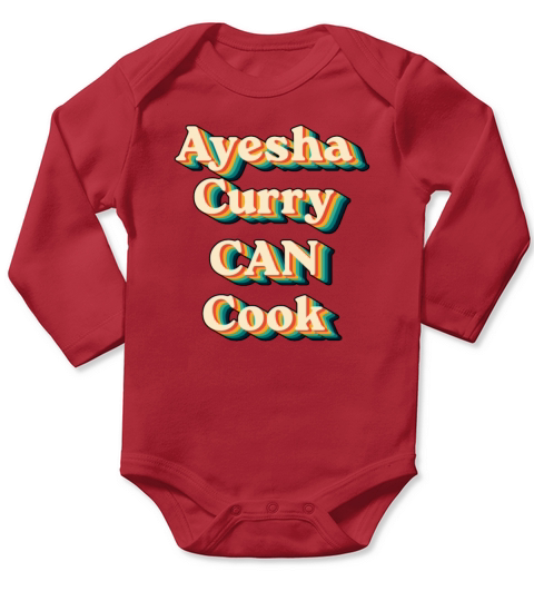 Vintage Retro Funny Quote Ayesha Curry CAN Cook Long Sleeve Baby One-Piece