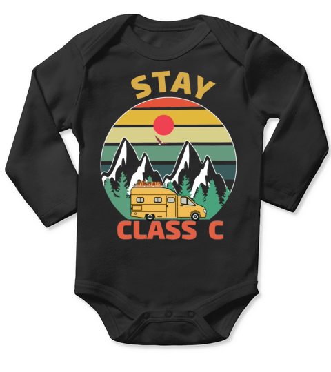 Vintage Stay Camp Camper Motor Home Camping Long Sleeve Baby One-Piece