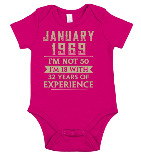 Born in January 1969 50th Birthday Short Sleeve Baby One-Piece