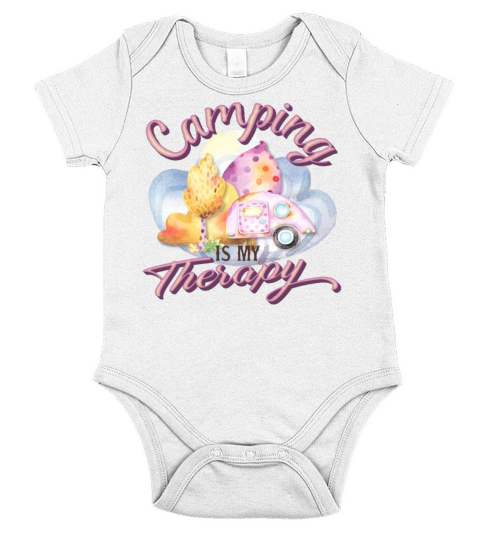Camping is my Therapy Vintage Outdoor Funny Camper Short Sleeve Baby One-Piece