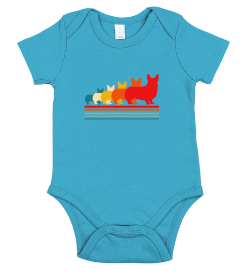 Corgi Silhoutte Retro Vintage Short Sleeve Baby One-Piece