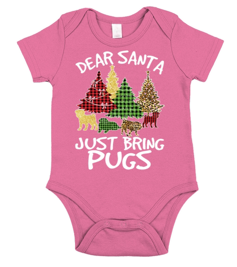 Dear Santa Just Bring Pugs Funny Christmas Dog Short Sleeve Baby One-Piece