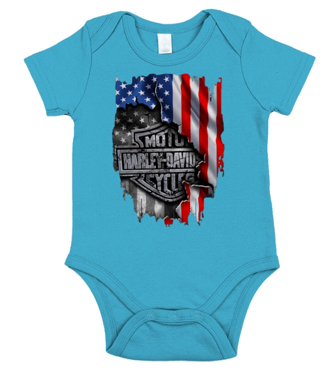 Harley-Davidson American Flag shirt Short Sleeve Baby One-Piece