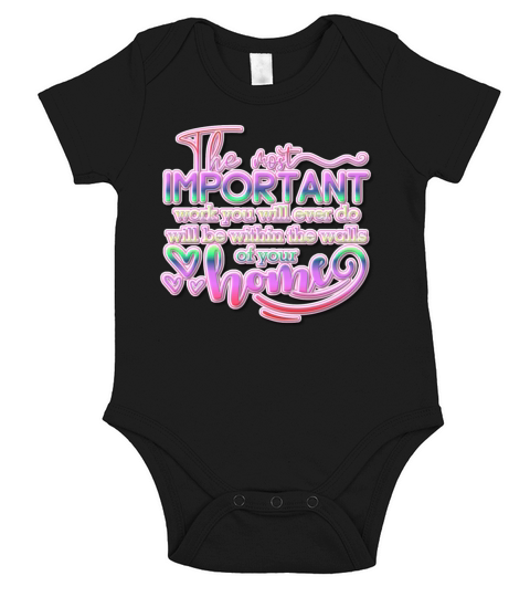 Important Work in Your Home Colorful Text Short Sleeve Baby One-Piece