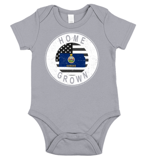 Land Map America US Flag Home Grown Kansas Short Sleeve Baby One-Piece