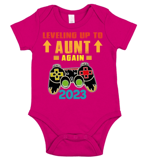 Leveling Up To Aunt Again 2023 Promoted To Aunt Short Sleeve Baby One-Piece