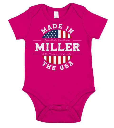 Miller Name Patriotic American Made in The USA Short Sleeve Baby One-Piece
