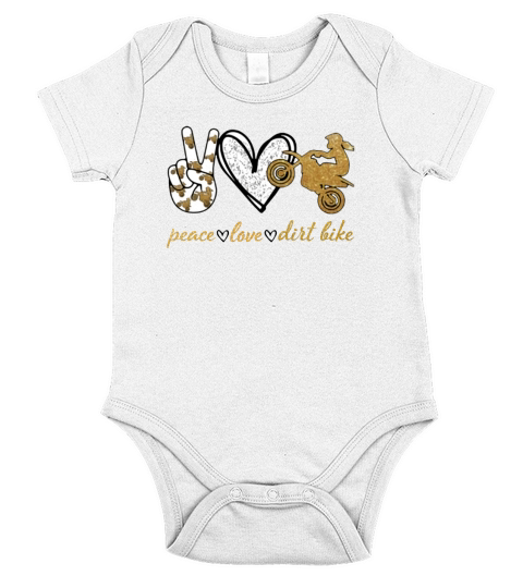 Peace love Dirt Bike Motorcycle Short Sleeve Baby One-Piece