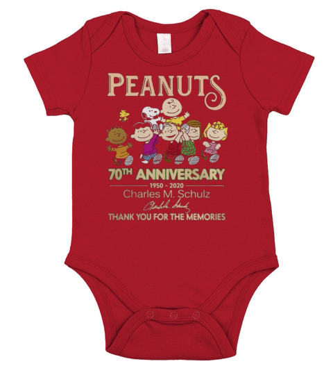 Peanuts 70th anniversary 1950 2020 Charles M Schulz thank you for the memories shirt Short Sleeve Baby One-Piece