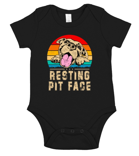 Resting Pit Face Funny Pitbull Dog Lover Vintage C Short Sleeve Baby One-Piece