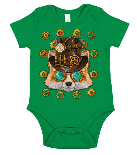 Steampunk Fox Medieval Victorian Steam Powered Ani Short Sleeve Baby One-Piece