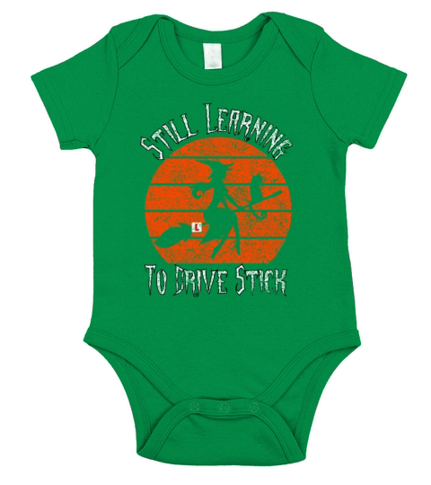 Still Learning To Drive Stick Witch Driving School Short Sleeve Baby One-Piece