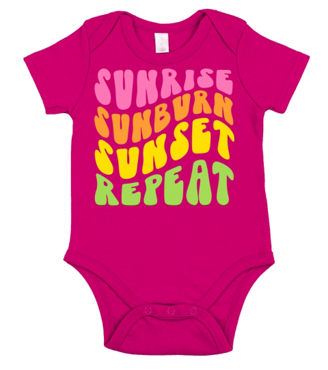 Sunrise Sunburn Sunset Repeat Short Sleeve Baby One-Piece