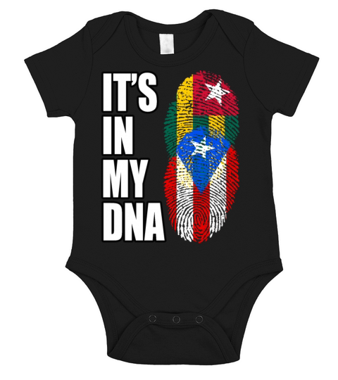 Togolese And Puerto Rican Mix Heritage DNA Flag Short Sleeve Baby One-Piece