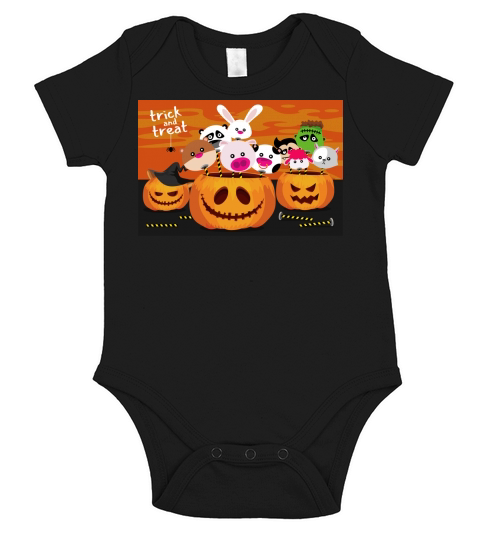 Trick and treat Halloween characters Short Sleeve Baby One-Piece