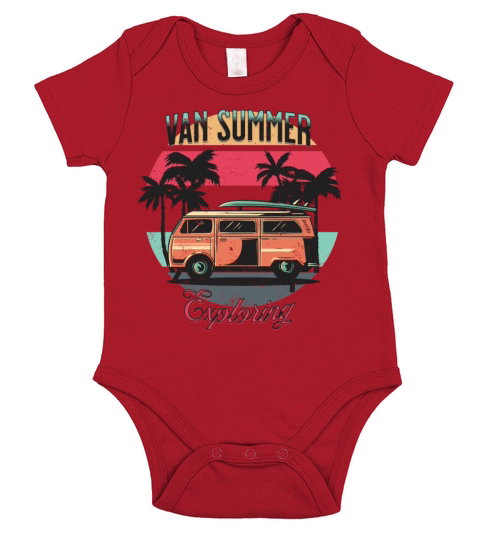 Van Summer Exploring Beach Holiday Vintage Sunset Short Sleeve Baby One-Piece