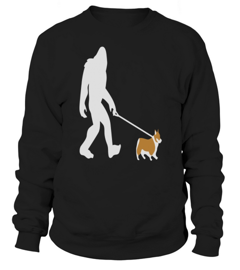 Bigfoot Walking Corgi Dog Shirt, Funny Cute Sasquatch Gift Sweatshirt Unisex