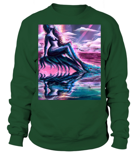 Mermaid Portrait Vaporwave Outrun 80s Reflecting Sweatshirt Unisex