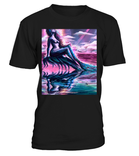 Mermaid Portrait Vaporwave Outrun 80s Reflecting T-Shirt Unisex