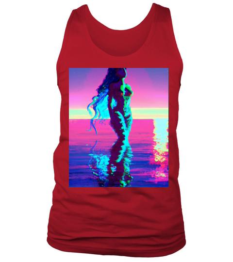 Mermaid Portrait Vaporwave Outrun 80s Reflecting Tank Top Unisex