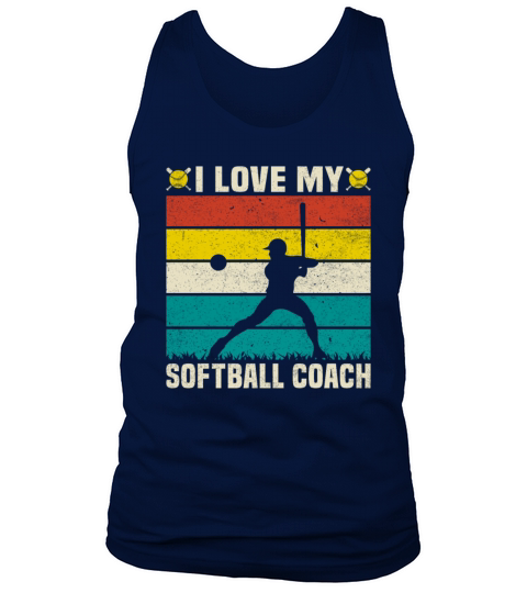 Retro Vintage Style I Love My Softball Coach Tank Top Unisex