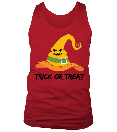 Witch Hat Pumpkin Face Trick or Treat Funny Halloween Tank Top Unisex