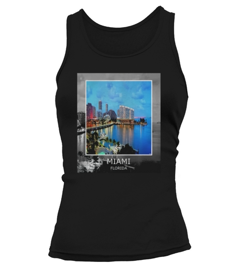 Graphic Summer City Text Phrase Miami Florida T-shirt Tank top Woman