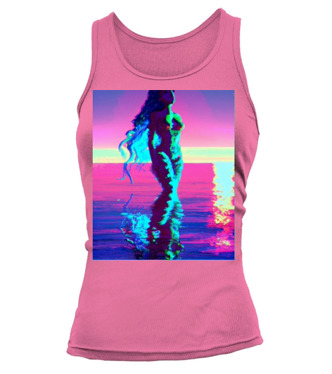 Mermaid Portrait Vaporwave Outrun 80s Reflecting Tank top Woman