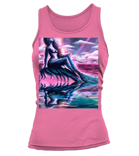 Mermaid Portrait Vaporwave Outrun 80s Reflecting Tank top Woman