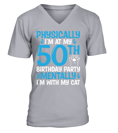 50 Year Old Cat Dad with my Cat Mom 50th Birthday V-Neck T-shirt