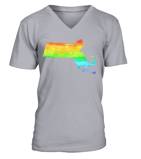 America State Massachusetts Gay Pride LGBT Pride V-Neck T-shirt