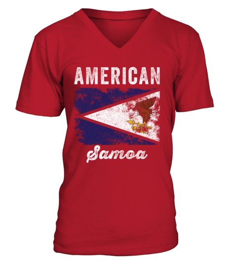 American samoa Flag Distressed V-Neck T-shirt
