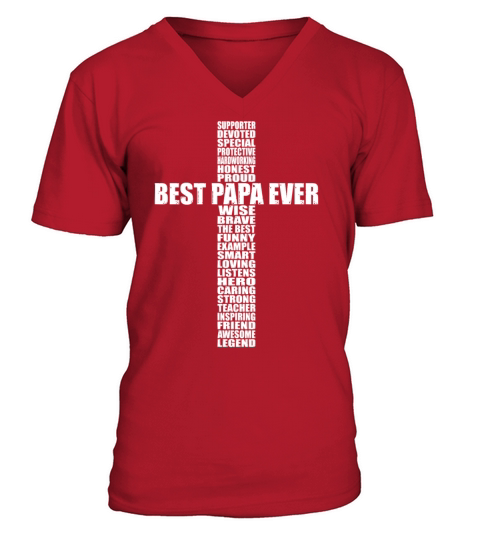 Best Papa Ever Jesus Cross Word Cloud V-Neck T-shirt