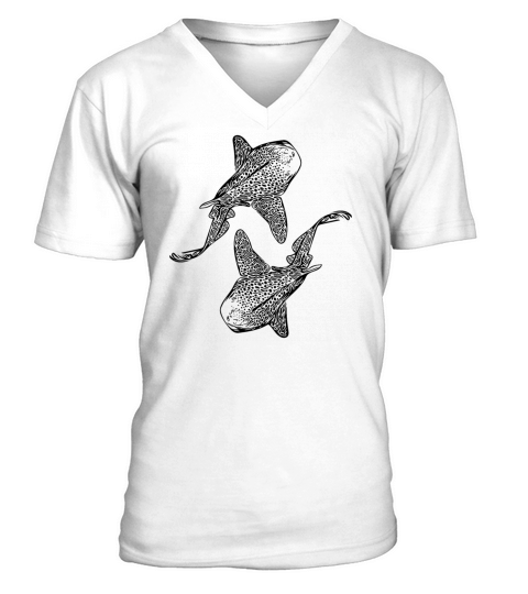 Elegant Vintage Leopard Sharks V-Neck T-shirt
