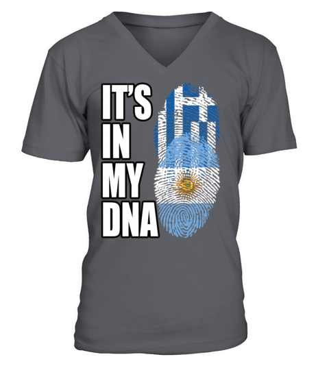 Greek And Argentinian Mix Heritage DNA Flag V-Neck T-shirt