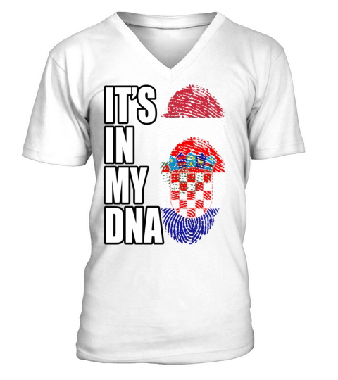 Hungarian And Croatian Mix Heritage DNA Flag V-Neck T-shirt
