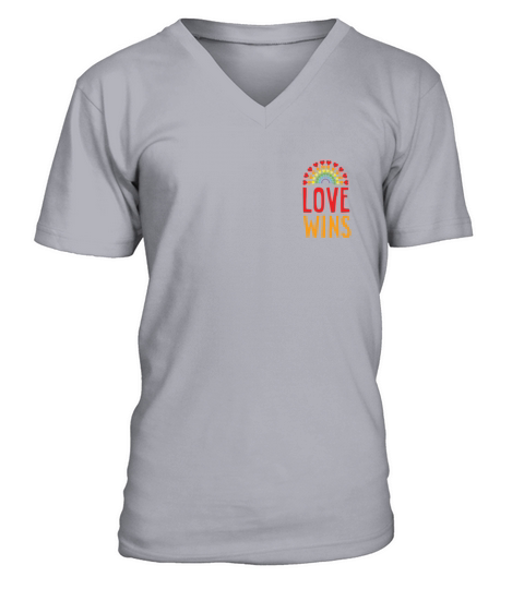 Love wins Rainbow pride LGBTQ pocket size design V-Neck T-shirt