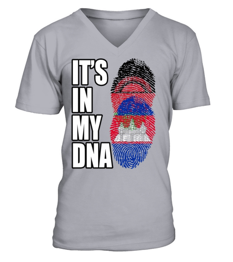 Malawian And Cambodian Mix Heritage DNA Flag V-Neck T-shirt