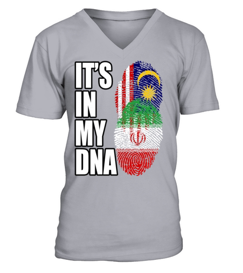 Malaysian And Iranian Mix Heritage DNA Flag V-Neck T-shirt