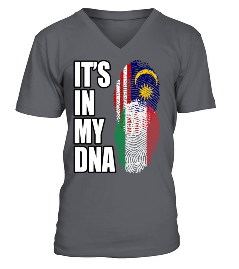Malaysian And Italian Mix Heritage DNA Flag V-Neck T-shirt