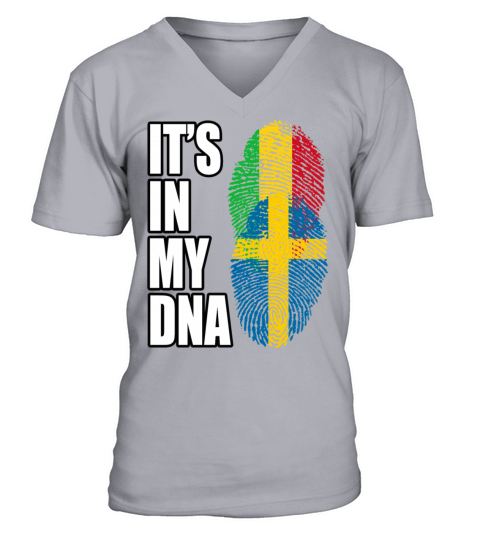 Malian And Swedish Mix Heritage DNA Flag V-Neck T-shirt
