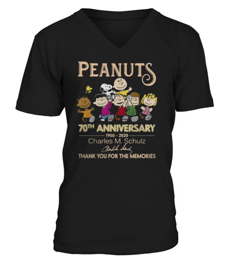 Peanuts 70th anniversary 1950 2020 Charles M Schulz thank you for the memories shirt V-Neck T-shirt