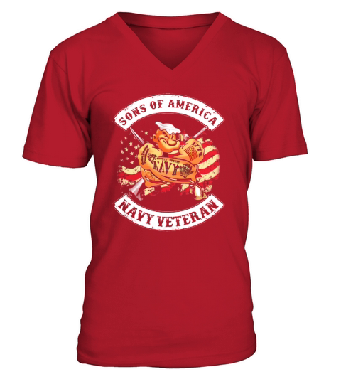 Popeye Sailor Man Son Of American flag Navy Veteran shirt V-Neck T-shirt