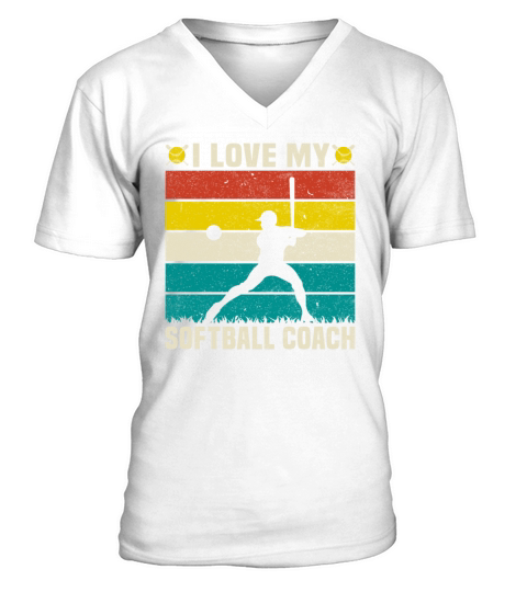 Retro Vintage Style I Love My Softball Coach V-Neck T-shirt