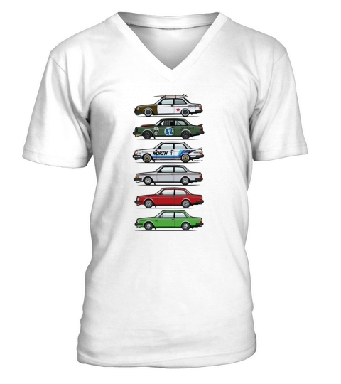 Stack of Volvo 240 Series 242 Brick Coupes V-Neck T-shirt