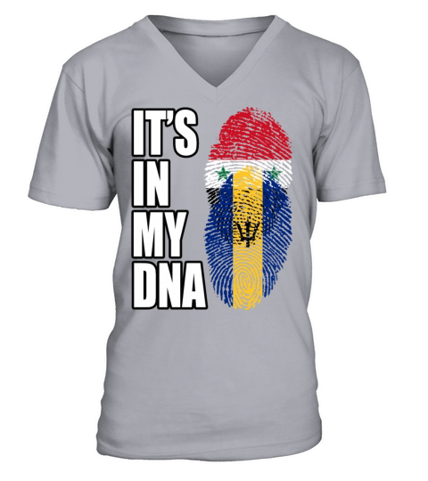 Syrian And Barbadian Vintage Heritage DNA Flag V-Neck T-shirt
