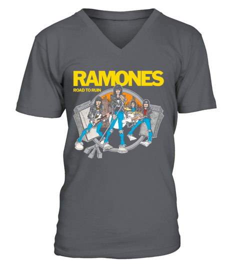 The Ramones Black Road To Run V-Neck T-shirt