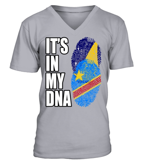 Tokelauan And Congolese Mix Heritage DNA Flag V-Neck T-shirt