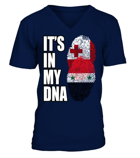 Tongan And Syrian Mix Heritage DNA Flag V-Neck T-shirt